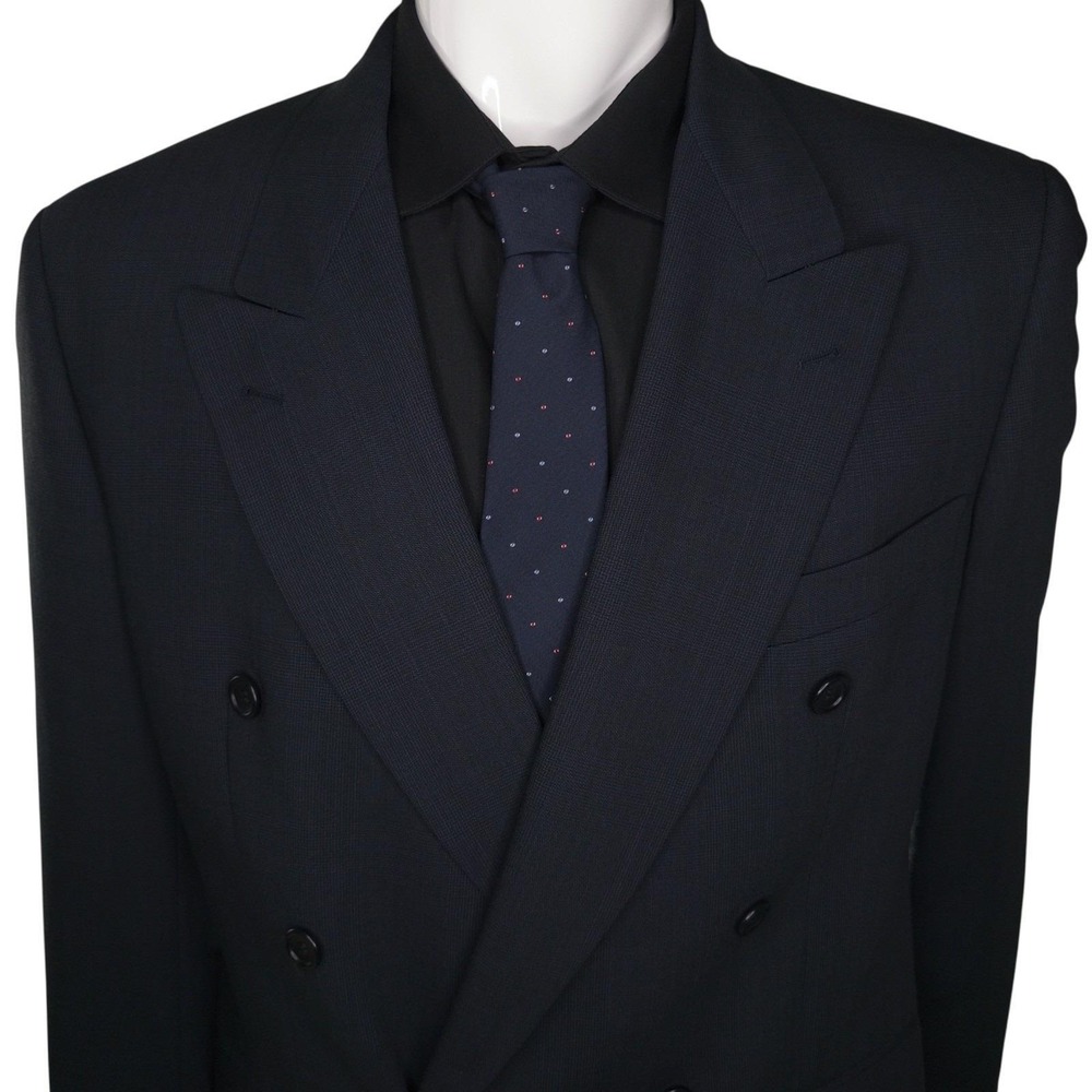 Vintage Hugo Boss Zeus Double Breasted Navy Blazer Made in USA Sz 40R EU 50 1980